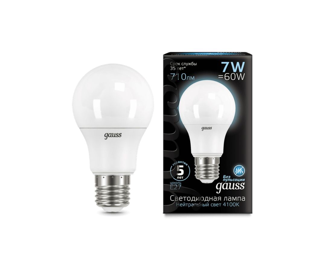 ლედ ნათურა BLACK  A60 7W E27 2700K gauss - 102502107 — ნათურა და ვაზნა
